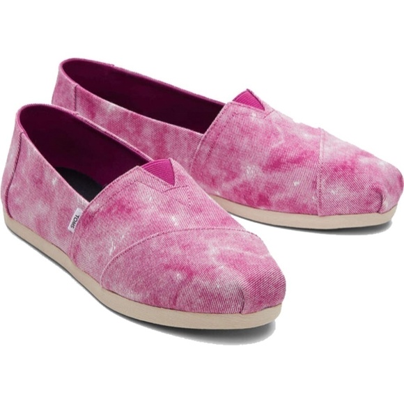 TOMS Alpargata Dark Fuchsia Repreve Distressed Washed Canvas Shoes Flats NIB - Picture 1 of 9
